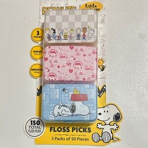 Peanuts Snoopy and Friends Floss Picks - Yellow, Pink, Blue